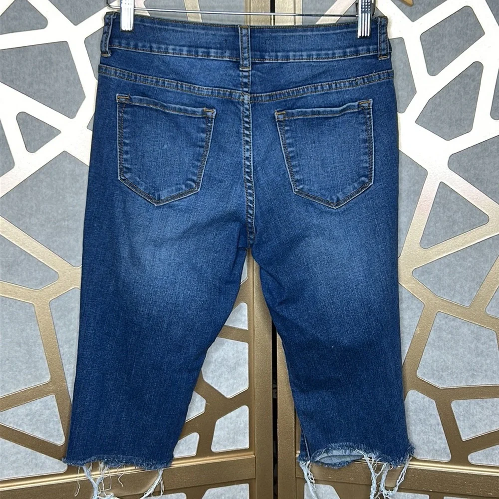 Aphrodite Distressed Denim Bermuda Shorts Size 7